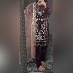 Velvet salwar kameez in size Medium